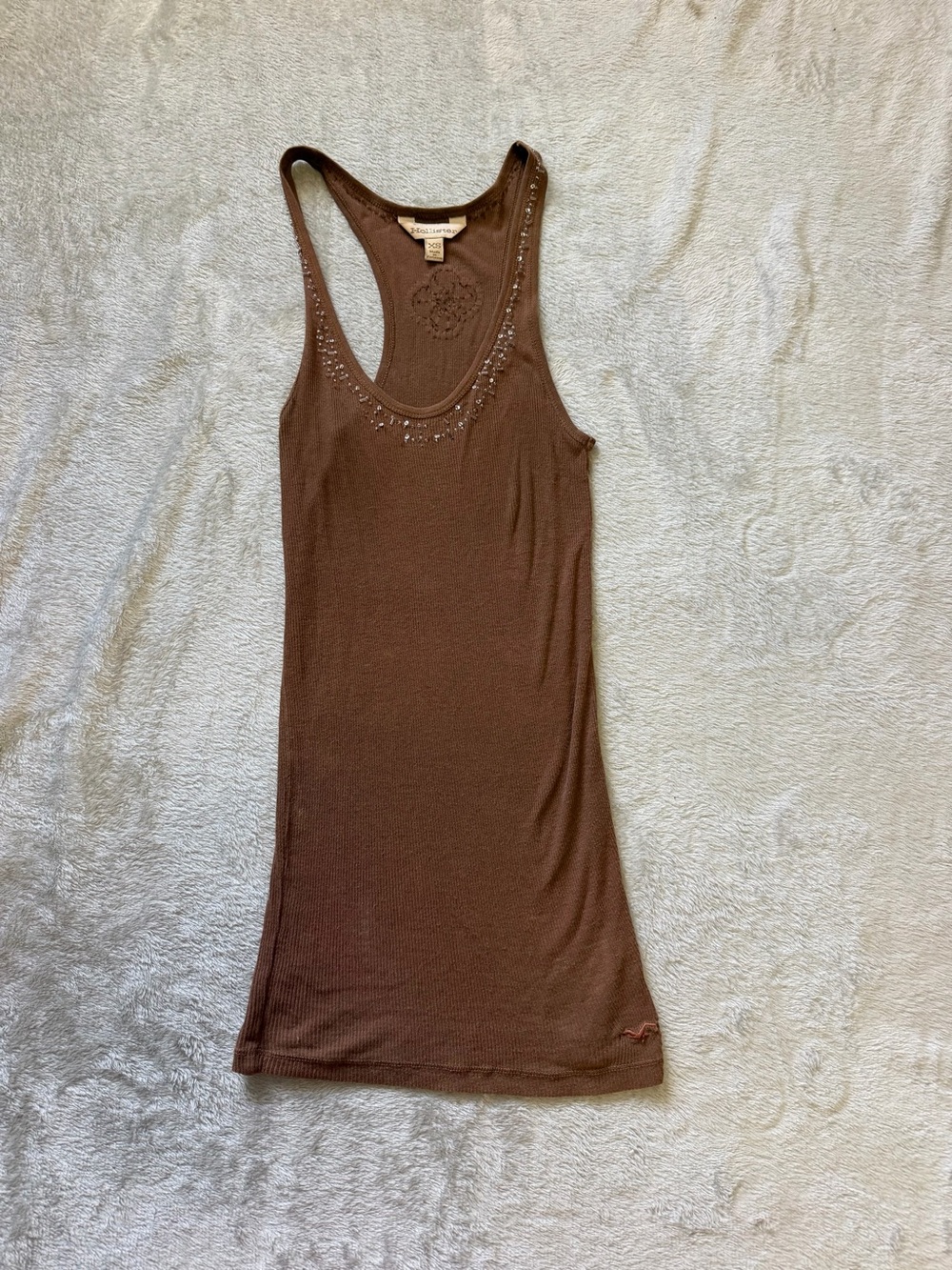 Vintage Y2K Hollister Brown Embellished Racerback Tank Top